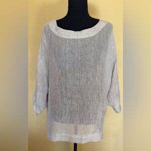 Chic Pure Jill  Sheer Cream Linen Blouse